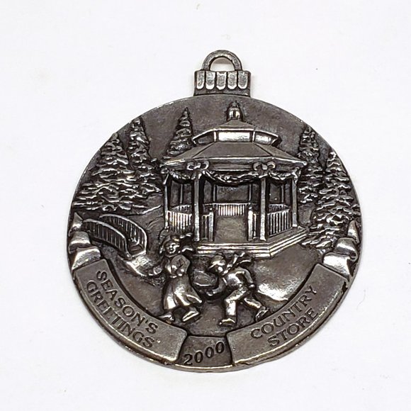 2001 2000 Country Store Pewter Christmas Ornament Cardinal Ice Medallion Lot x2 - Picture 2 of 5